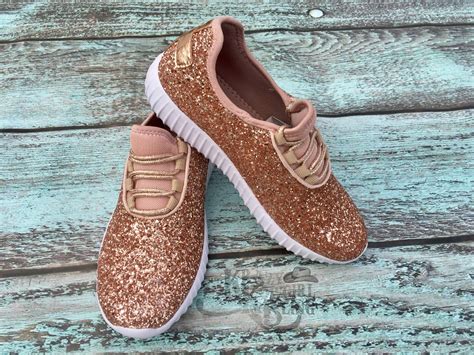 Rose Gold Tennis Shoes Krazy Kowgirl Bling