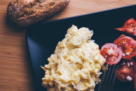 Scrambled Eggs Tomatoes Bread Breakfast Food Stock Image Everypixel