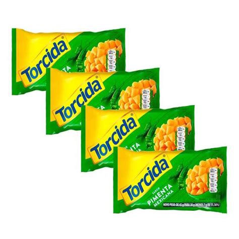 Kit 4 Salgadinho De Trigo Torcida Sabor Pimenta Mexicana 38g Elma