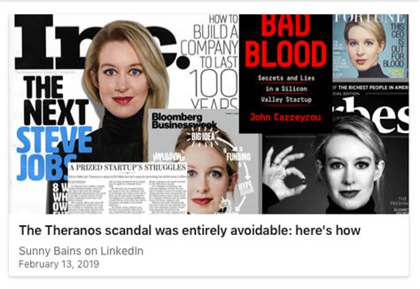 My take on the Theranos scandal… – Dr Sunny Bains