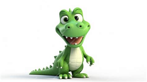 Premium Photo | Green alligator cartoon style white backgroundGenerative AI