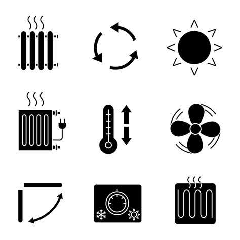 Set Di Icone Del Glifo Dell Aria Condizionata Radiatori Ventilazione