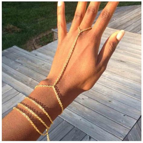 Amazon Yheakne Boho Layered Finger Bracelet Gold Ring Wrist