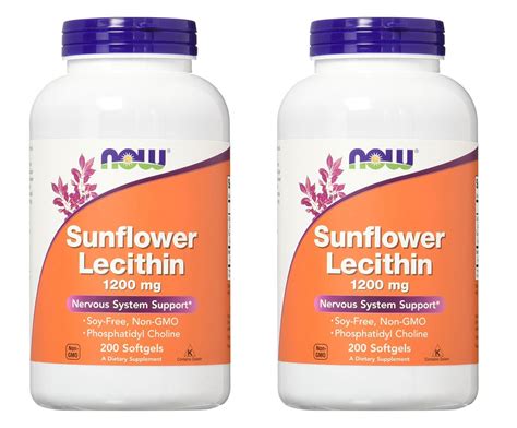 Now Foods Sunflower Lecithin 1200mg 200 Softgels Pack Of 2