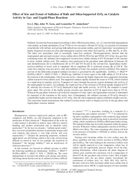 (PDF) Effect of Size and Extent of Sulfation of Bulk and Silica-Supported ZrO 2 on Catalytic ...