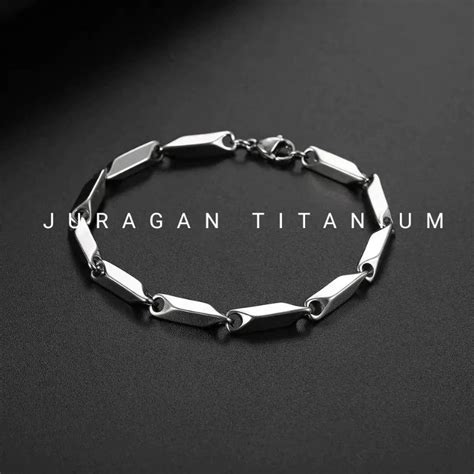 Jual GELANG RANTAI TITANIUM MODEL PADI SIMPLE ANTI KARAT PRIA DAN