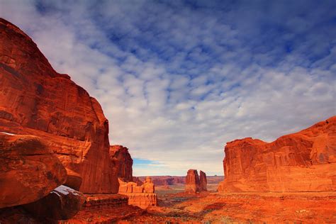 Landscape Clouds Sunlight Arches National Park Rock Nature