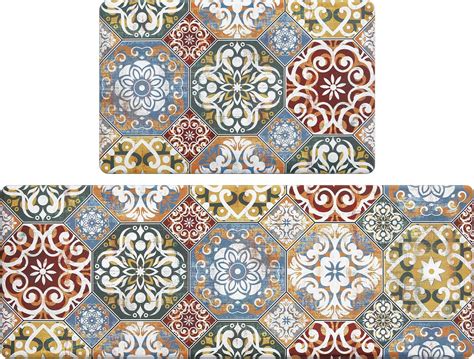 Hebe Boho Anti Fatigue Kitchen Rug Sets Piece Non Slip Cushioned