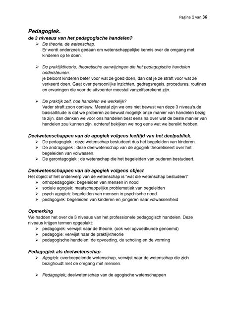 Samenvatting Examen Pedagogiek Sem2 Samenvatting Compleet Pagina 1