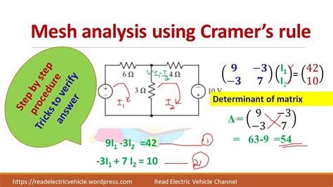 Mesh Analysis Using Cramers Rule Matrix Form Youtube