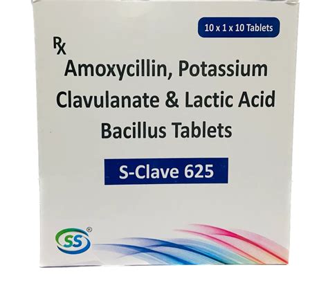 S Clave Amoxicillin Potassium Clavulanate Tablet 625 Mg At Rs 255