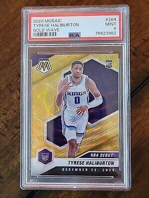 2020 21 Panini Mosaic Tyrese Haliburton NBA Debut Gold Wave Prizm RC