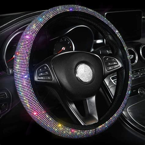 Car Bling Steering Wheel Cover 15 Inch Universal Colorful Crystal