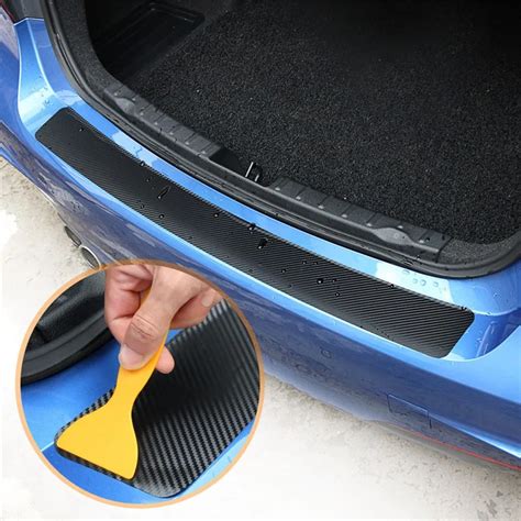 Car Trunk Door Sill Plate Rear Bumper Guard Protector Rubber Pad Durable Protective Self