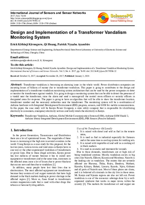 Pdf Design And Implementation Of A Transformer Vandalism Monitoring