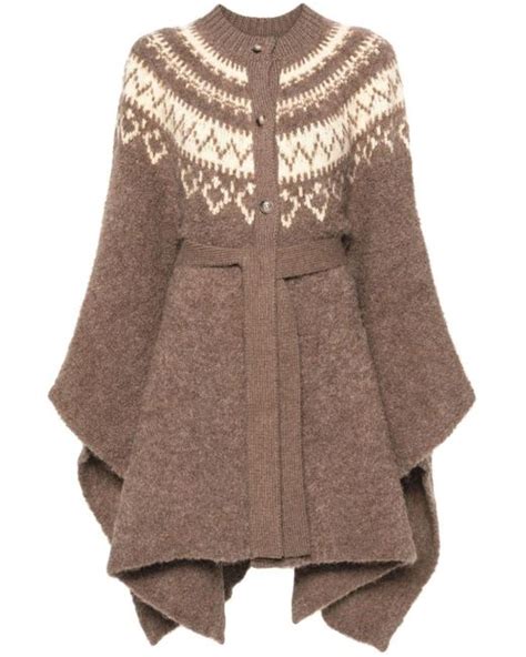 Polo Ralph Lauren Fair Isle Intarsia Cardigan In Brown Lyst