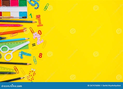 School Equipment. Variety of School Supplies Stock Photo - Image of ...