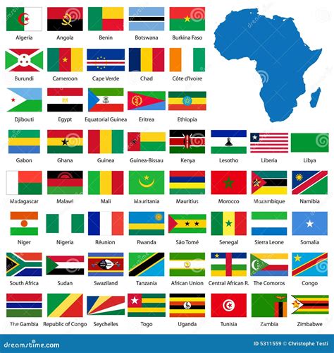 Africa Flags Collection. Big Set Of Blue Pin Icon With Flags Vector