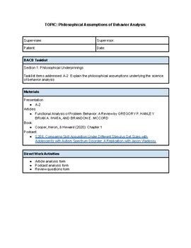 BCBA Tasklist 5th Ed A 2 Philosophical Assumptions Of Behavior Analysis