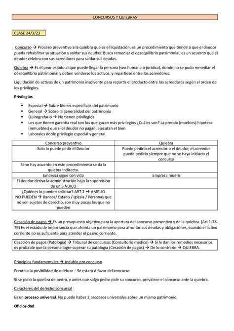 Concursos Y Quiebras Notas DE Clase CONCURSOS Y QUIEBRAS CLASE 24 3