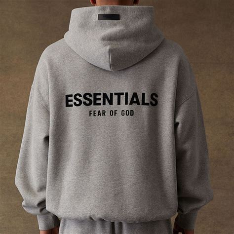 Fear Of God Essentials Felt Logo Hoodie Dark Oatmeal Originalfook