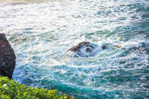 Powerful Foamy Sea Waves Rolling And Splashing Over Water Surface