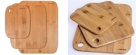 BlauKe Bamboo Chopping Board Set Of 3 Wooden Chopping Board Set In 3