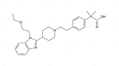 Bilastine Molecule Structural Chemical Formula Ball And Stick Model