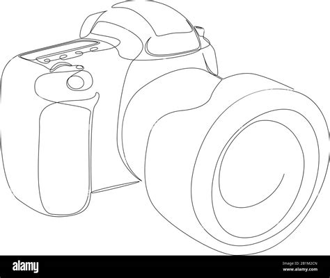 Dslr Camera Digital Vector With One Continuous Single Line Drawing