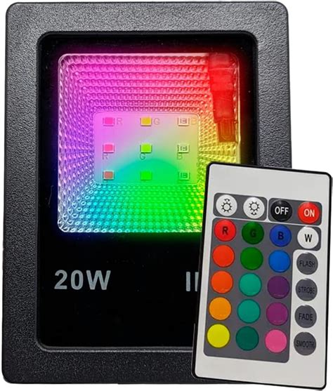 Refletor Holofote Led Rgb Multicolorido Controle 20w Ip66 Uso