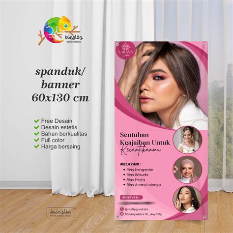 Jual Spanduk Banner Merah Muda Estetik Cantik Bisnis Salon Spa Spanduk