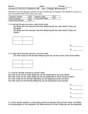 Genetics Practice Problems Sex Linkage Worksheet 1 Fill And Sign