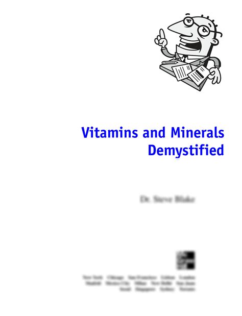 SOLUTION: Vitamins minerals demystified a self teaching guide blake