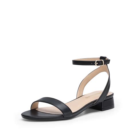 DREAM PAIRS Women Black White Nude Clear Sandals Low Heel Dressy Sandals Ankle Strap Open Toe