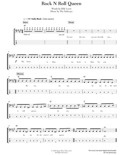 Rock N Roll Queen Sheet Music by The Subways | nkoda