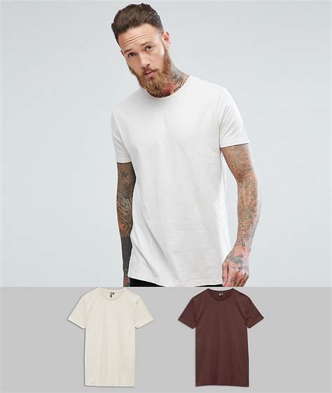 Lyst Asos Longline T Shirt 2 Pack In White For Men