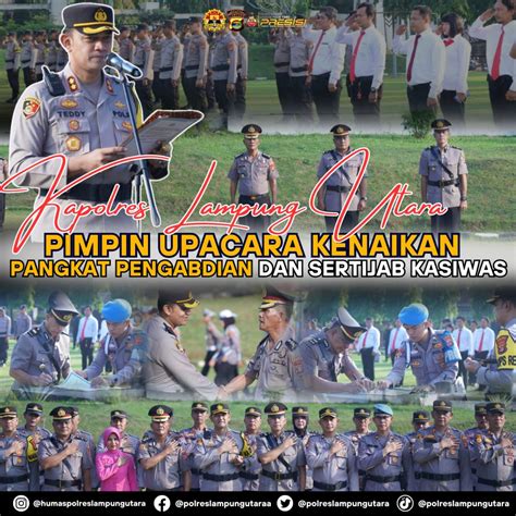 Kapolres Lampung Utara Pimpin Upacara Kenaikan Pangkat Pengabdian Dan