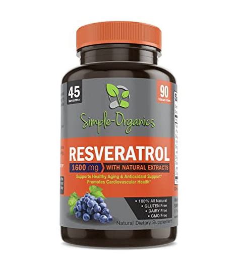 Organic Trans Resveratrol Anti Aging And Skin Radiance Supplement 1600mg Per Serving With