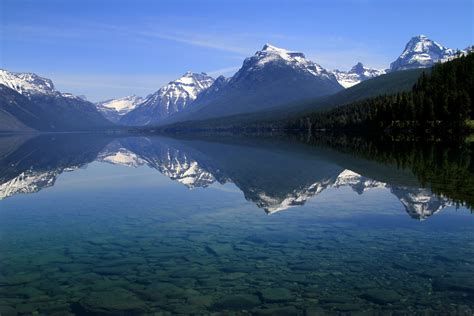 Clear Body Of Water With Mountain Alps Reflection Lake Mcdonald HD