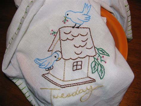 Hand Embroidered Bird House Tea Towel A Photo On Flickriver