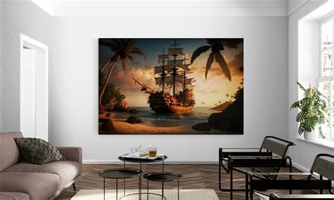 Ship Wall Art, Pirate Ship Canvas, Old Ship, Sailboat Painting, Nautical Wall Art, Coastal Decor ...