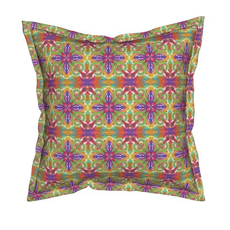 Flamboyant Boho Square Throw Pillow Cover Spoonflower Throw Pillows