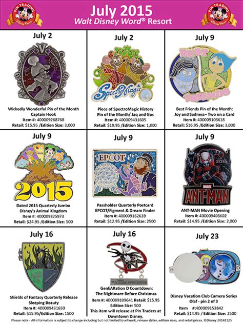 Details On July’s Walt Disney World Pins – DisKingdom.com