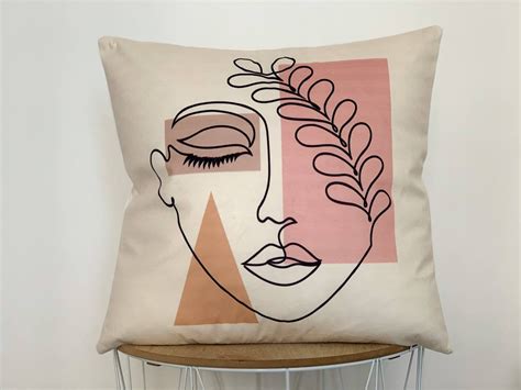 Abstract Face Art Pillow Cover Organic Shapes Design Pillow Etsy