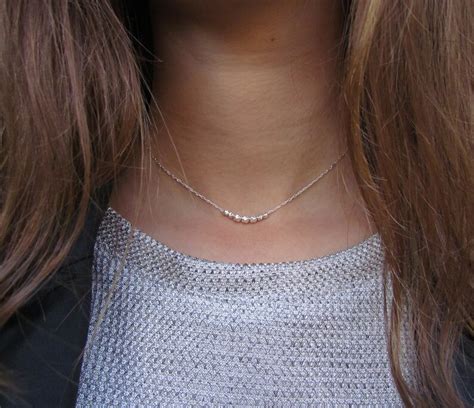 Silver Choker Necklace Dainty Layered Choker Necklace Simple Etsy