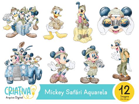 Kit Digital Mickey Safári Aquarela Elo7 Produtos Especiais