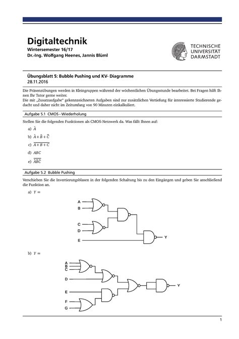 Uebung 5 Aufgaben Digitaltechnik Wintersemester 16 Dr Ing