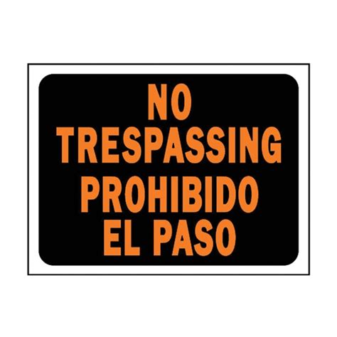 Hy Ko Hy Glo 3070 Identification Sign Rectangular No Trespassing