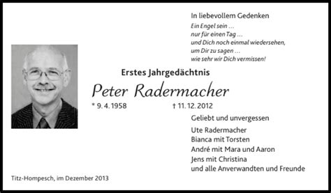 Traueranzeigen Von Peter Radermacher Aachen Gedenkt