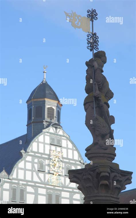 Figure from the market fountain and town hall in Butzbach, Hesse